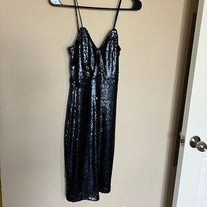 Navy Blue Sequin Bodycon Dress
